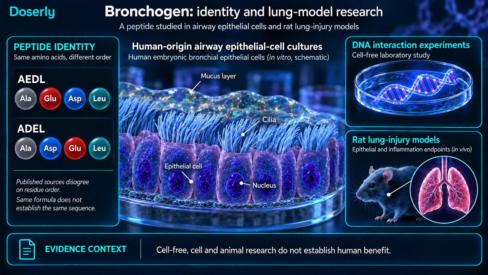 Différences de séquence du Bronchogen et modèles distincts de recherche sur les cellules bronchiques, l’ADN isolé et les poumons de rats.