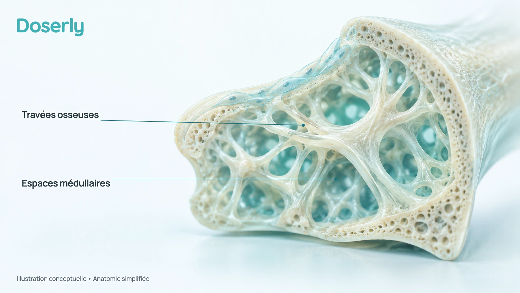 Structure conceptuelle de l’os trabéculaire. Un rôle nutritionnel dans la physiologie normale ne démontre pas que chaque produit de cette collection prévient les fractures.